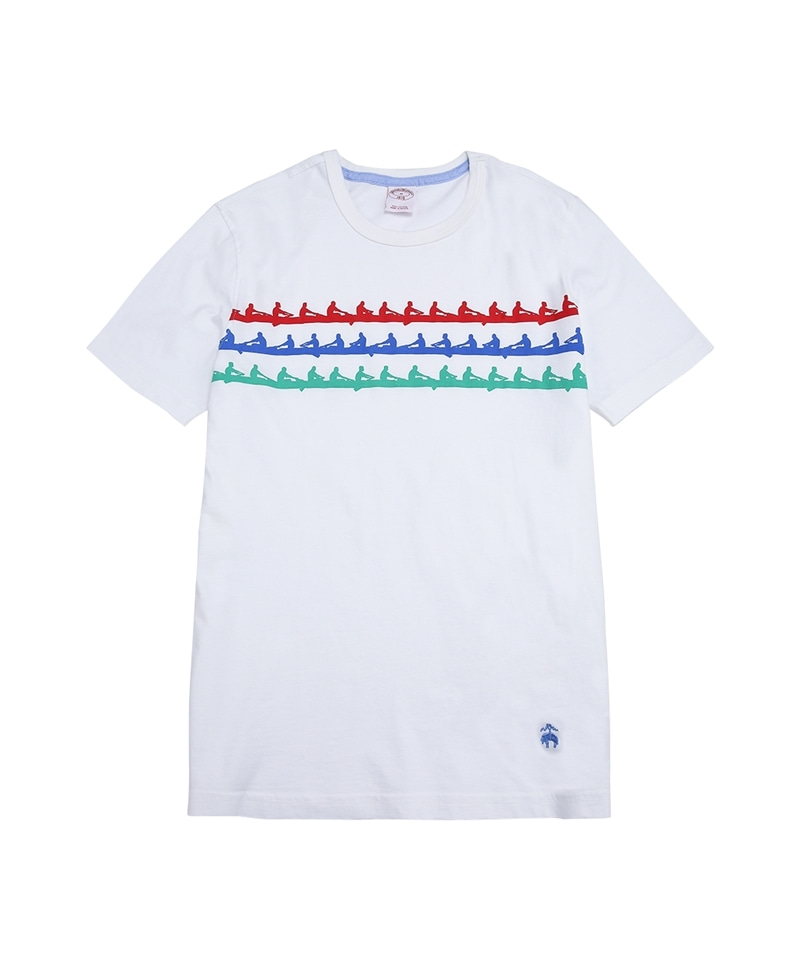 코튼 숏-슬리브 로잉 프린트 티셔츠 (화이트) (74596652)