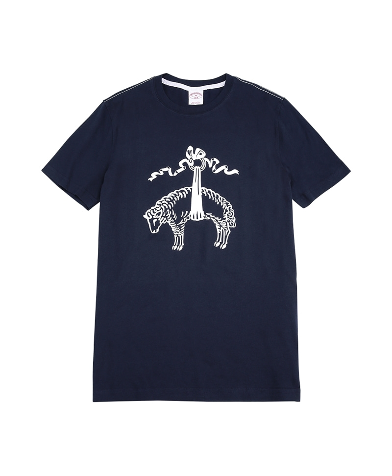 코튼 숏-슬리브 로고 티셔츠 (블루) (74594193)