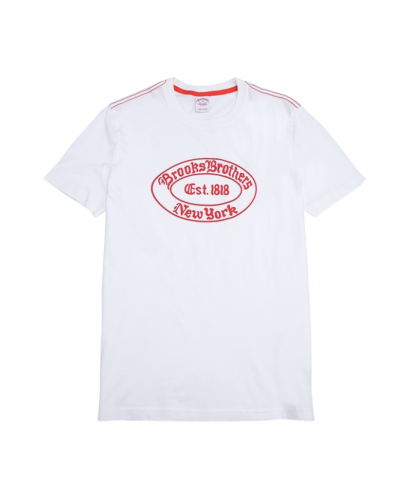 코튼 숏-슬리브 라벨 프린트 티셔츠 (화이트) (32792205)