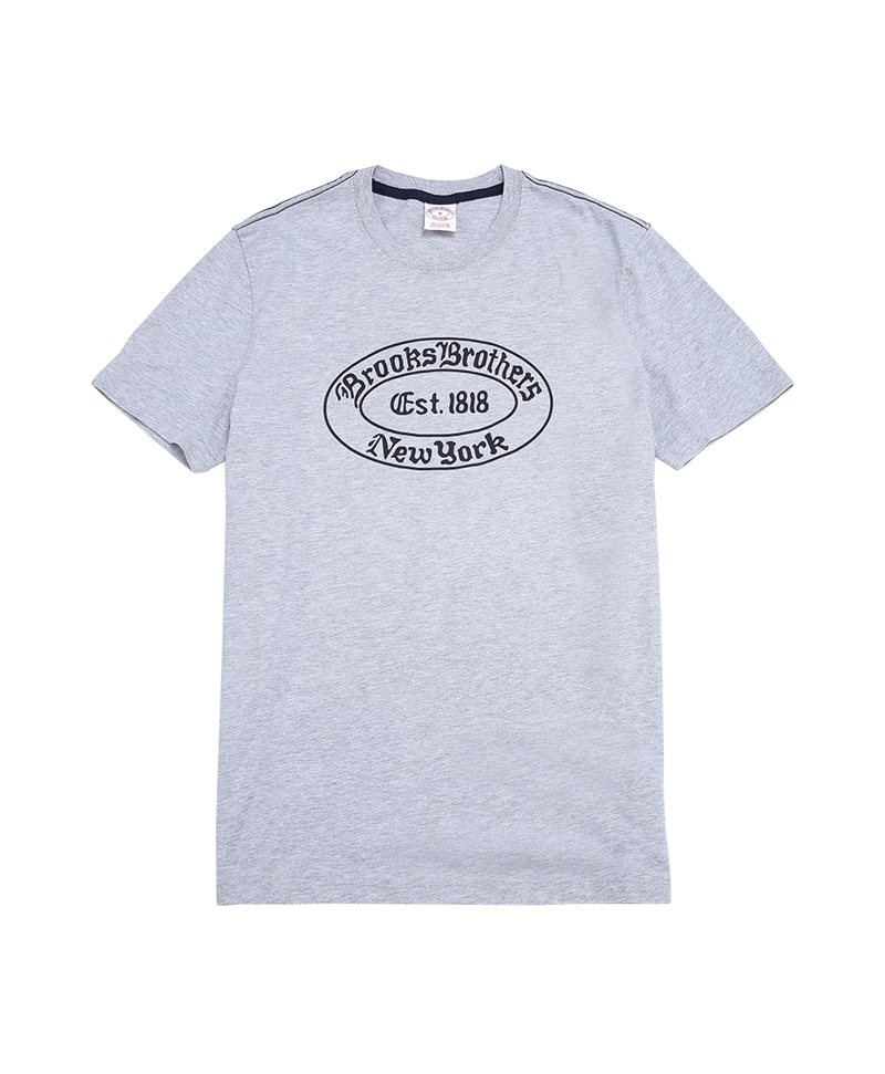 코튼 숏-슬리브 라벨 프린트 티셔츠 (그레이) (32792204)