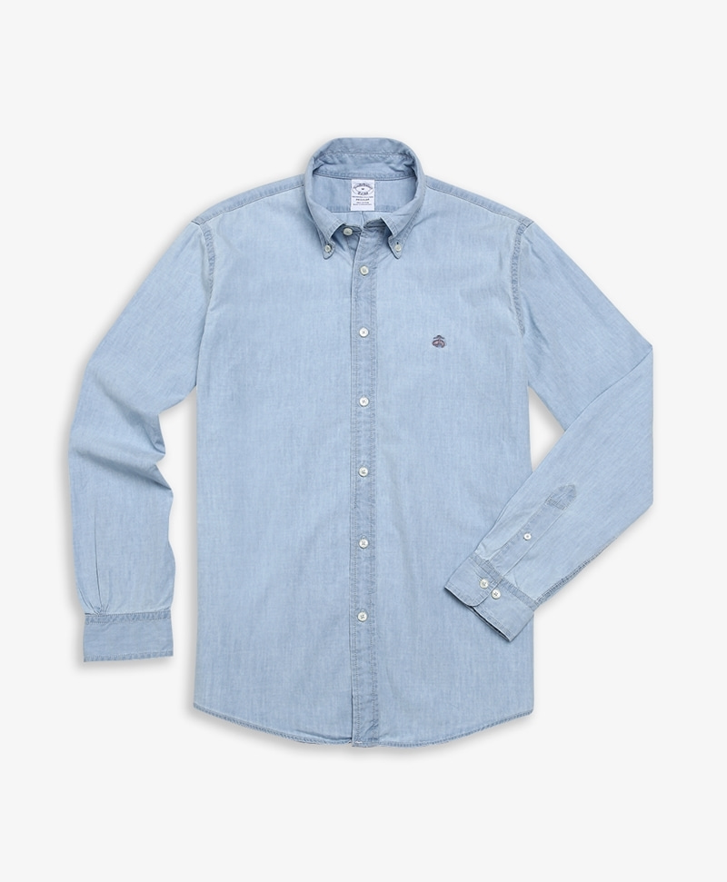 샴브레이 버튼다운 칼라 스포츠 셔츠 (파스텔 블루) (34900304)