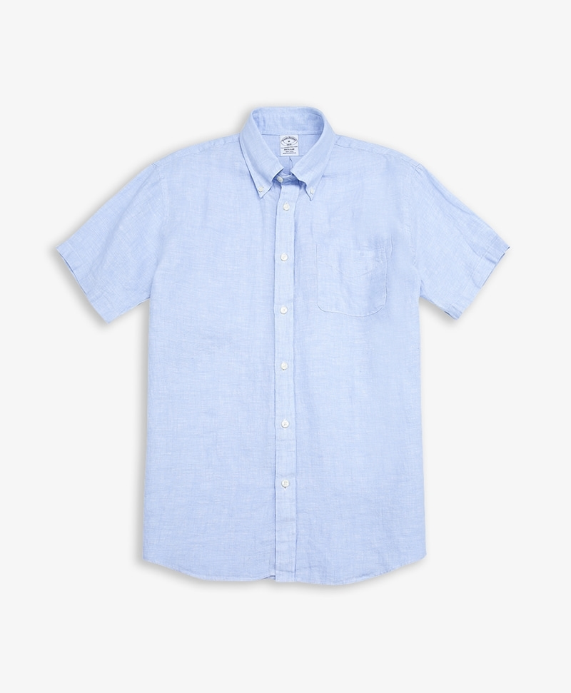 레귤러핏 린넨 솔리드 숏-슬리브 스포츠 셔츠 (블루) (74600034)