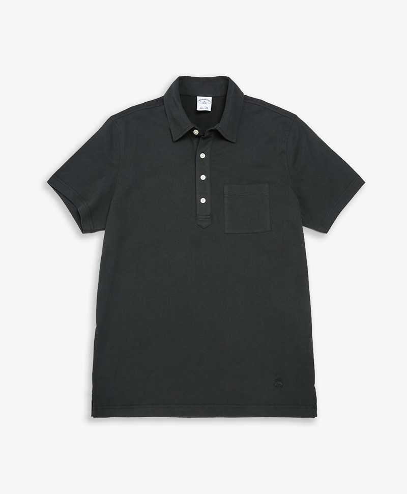 코튼 져지 솔리드 포켓 폴로 셔츠 (블랙) (74595960)