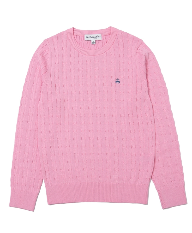 [여성] 22SS 여성 수피마 코튼 100% 케이블 스웨터(핑크) (85800008)