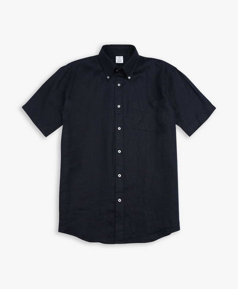 레귤러핏 린넨 솔리드 숏-슬리브 스포츠 셔츠 (블랙) (74600035)