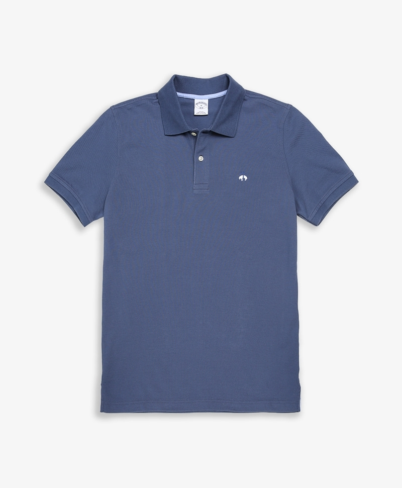 코튼 솔리드 로고 폴로 셔츠 (블루) (74595925)