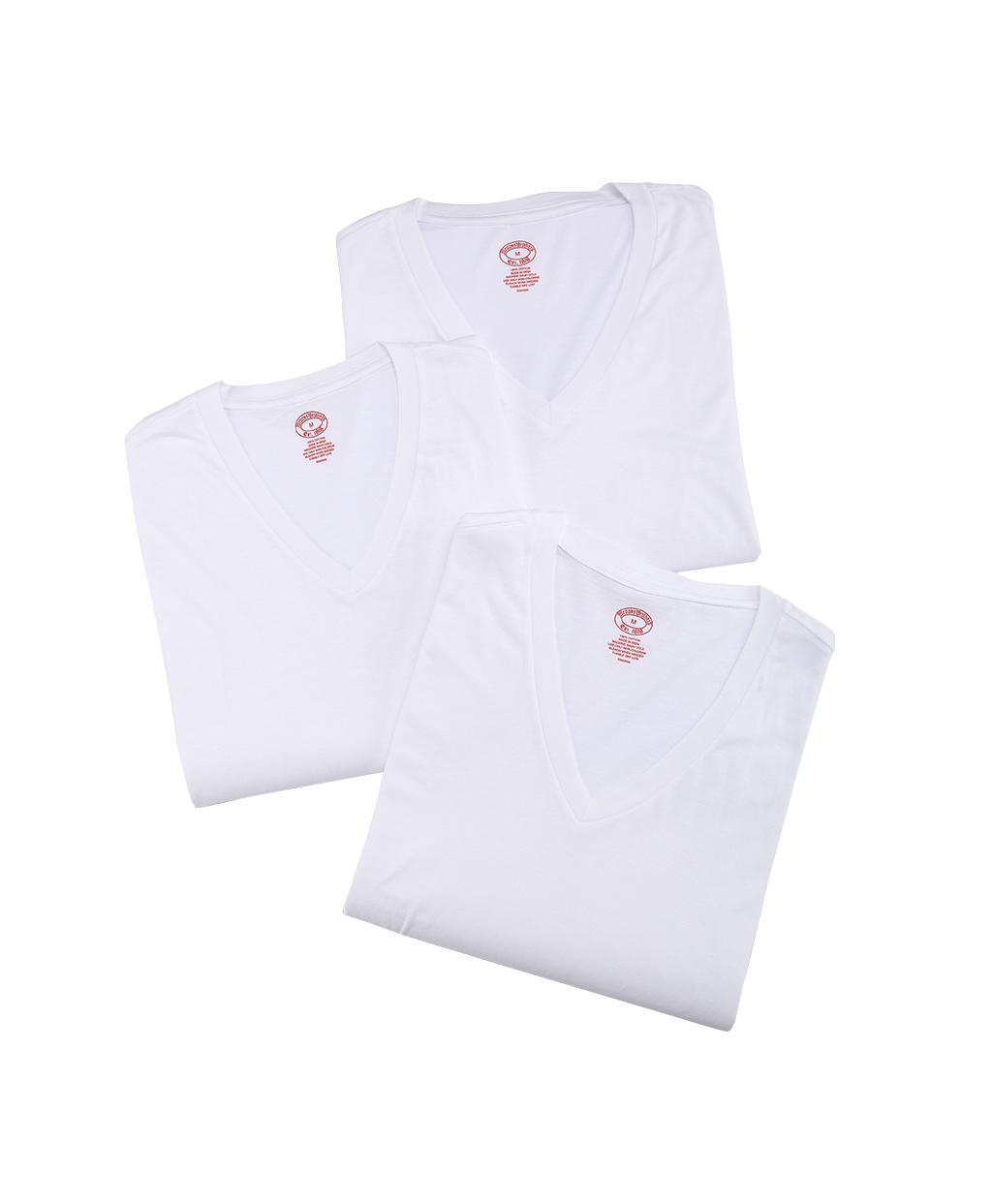 코튼 브이넥 티셔츠 3팩 (화이트)